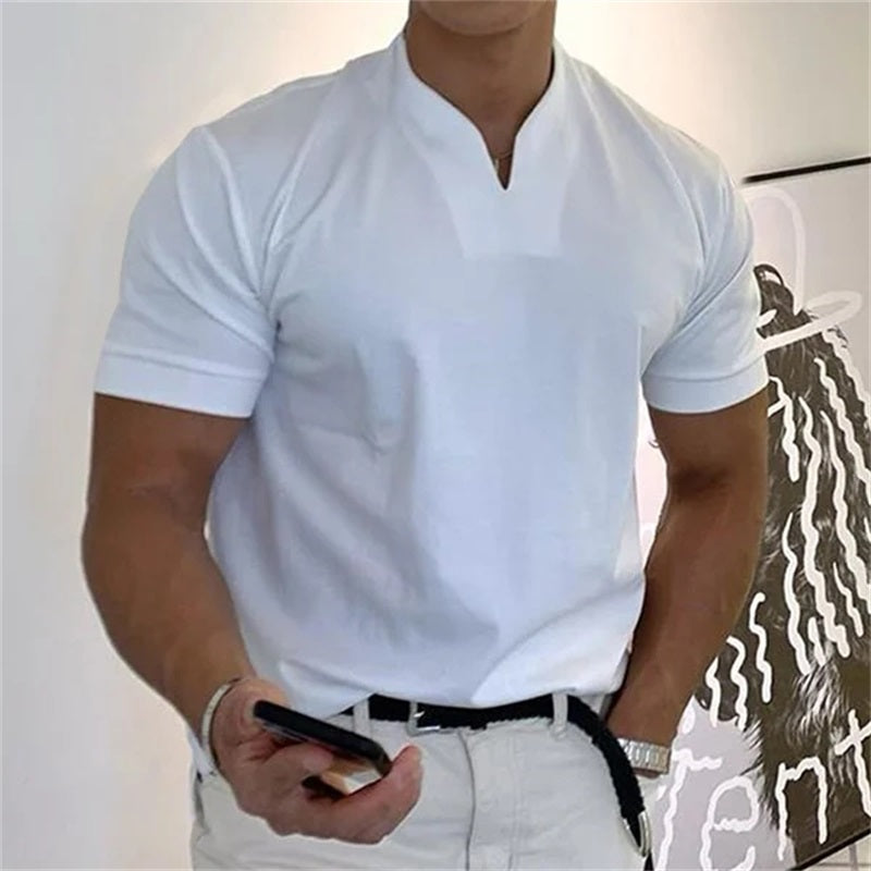 Men Gentlemans Business Short Sleeve Fitness T-shirt mysite