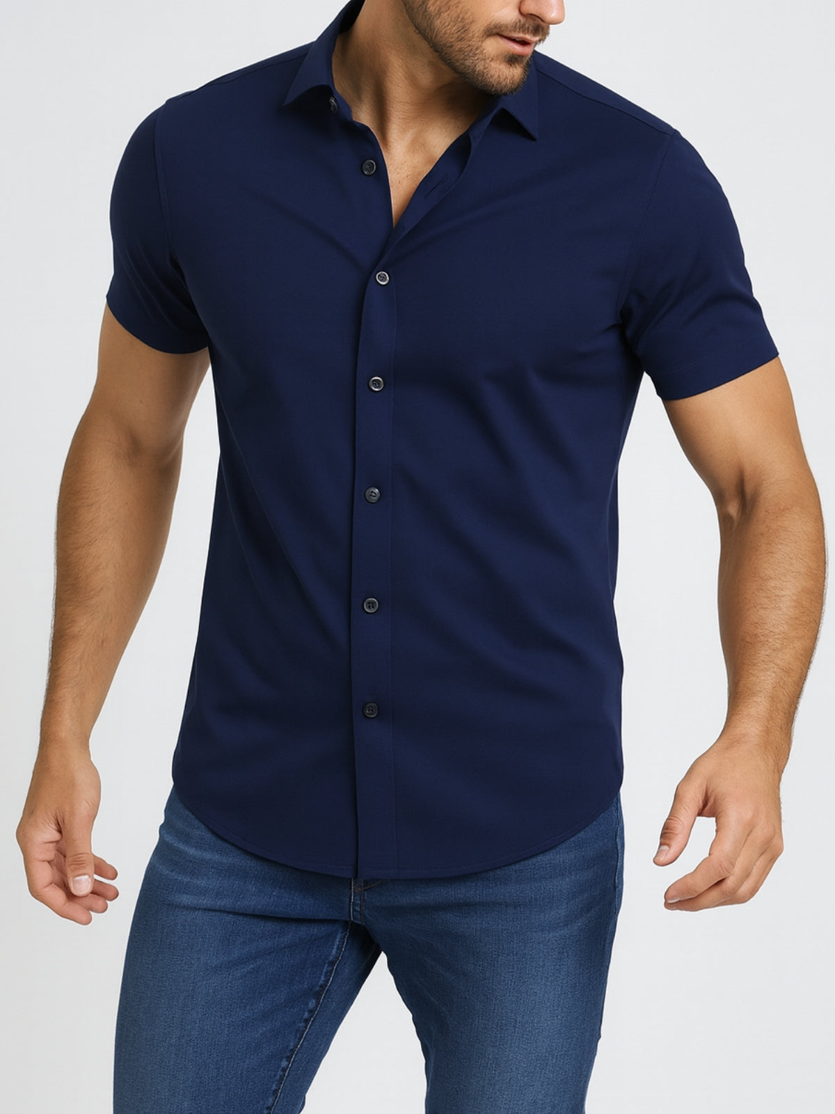 Non-Iron 4-Way Stretch Shirt – Transparent Buttons mysite