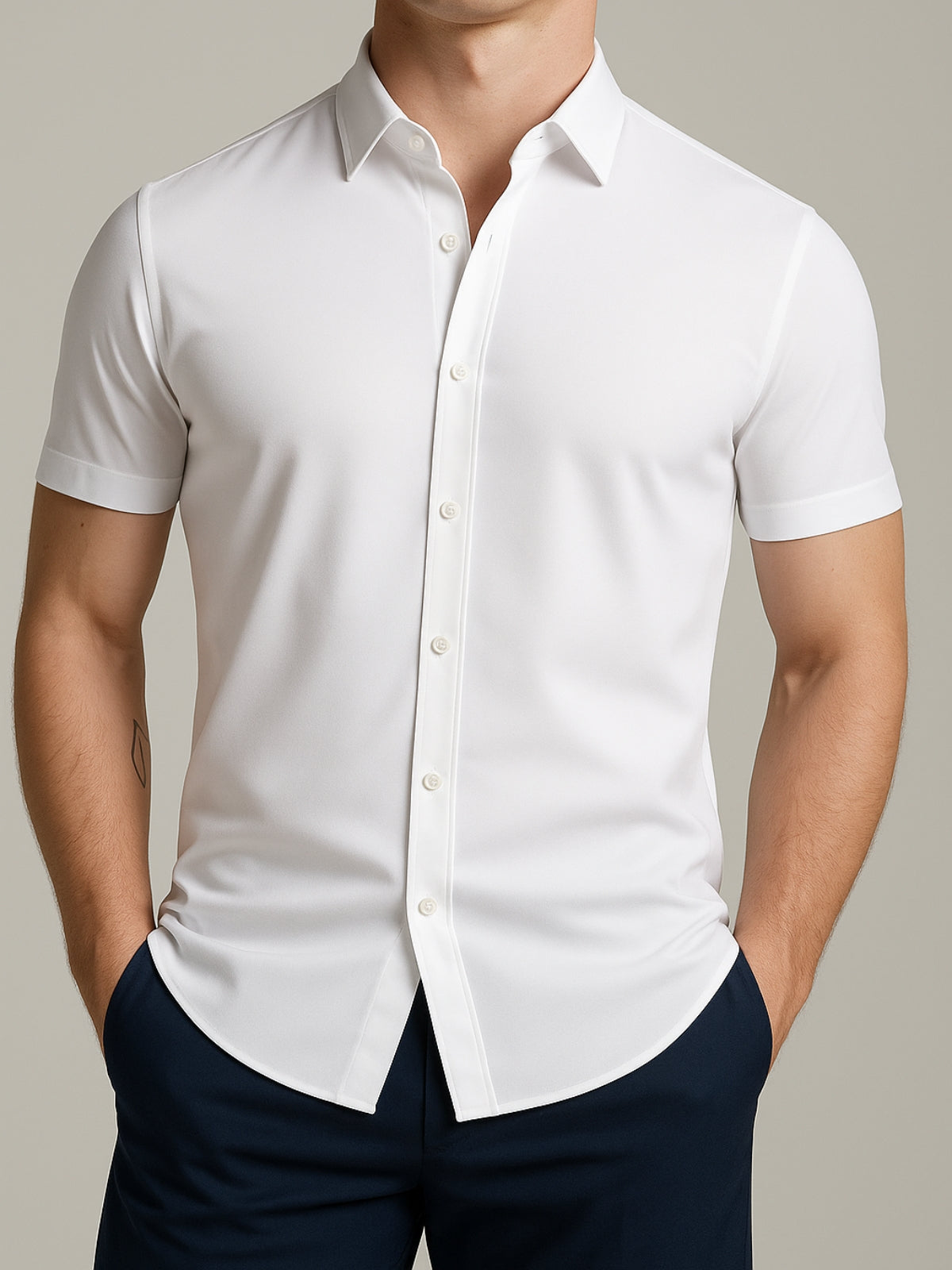 Non-Iron 4-Way Stretch Shirt – Transparent Buttons mysite