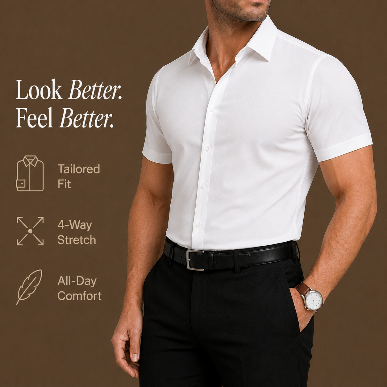 Tailored Fit Stretchy Dress Shirt mysite