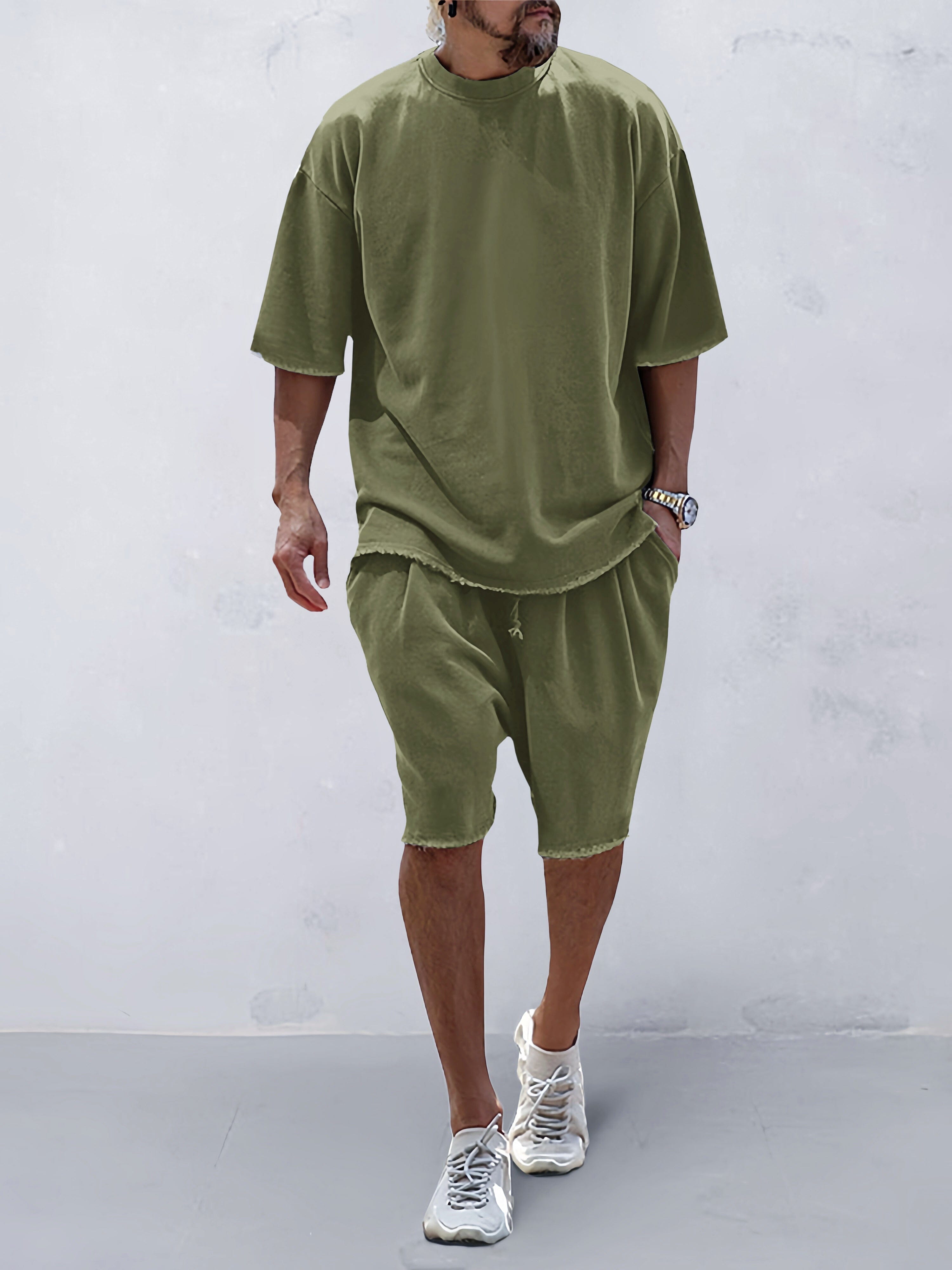 Casual Loose Fit Solid Sports Sets mysite