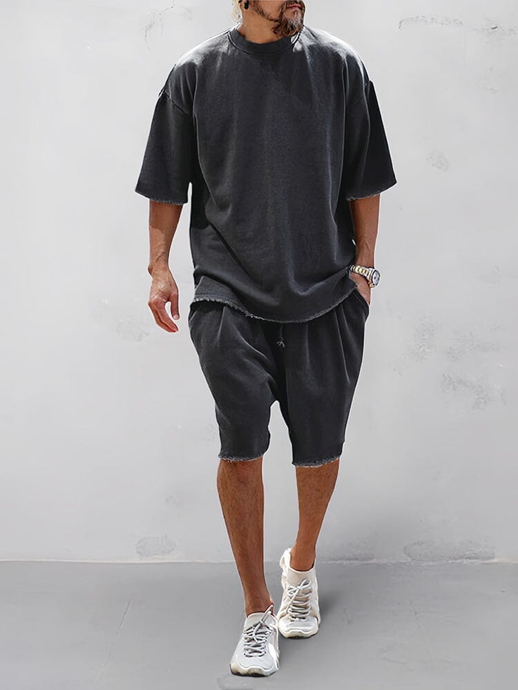Casual Loose Fit Solid Sports Sets mysite