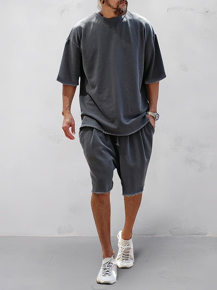 Casual Loose Fit Solid Sports Sets mysite