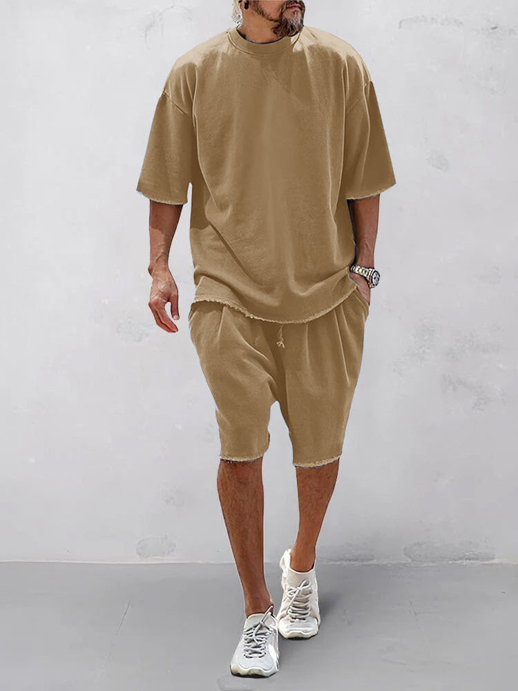 Casual Loose Fit Solid Sports Sets mysite