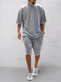 Casual Loose Fit Solid Sports Sets mysite