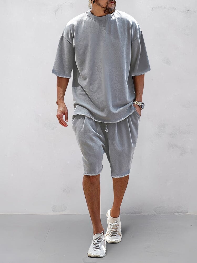 Casual Loose Fit Solid Sports Sets mysite