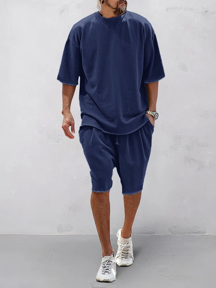 Casual Loose Fit Solid Sports Sets mysite