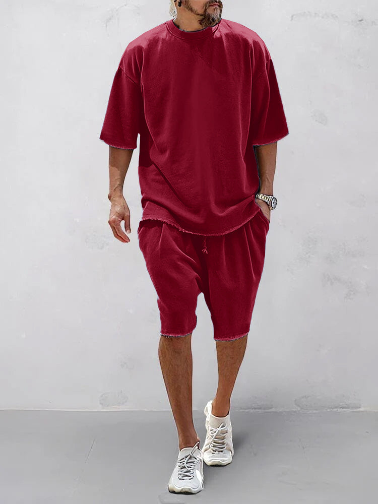 Casual Loose Fit Solid Sports Sets mysite