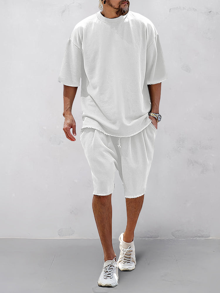 Casual Loose Fit Solid Sports Sets mysite