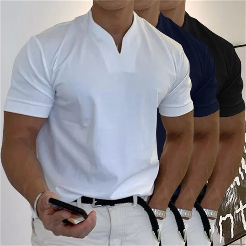 Men Gentlemans Business Short Sleeve Fitness T-shirt mysite